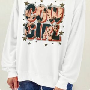 Cowgirl Graphic White Sweater